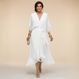 Aurevina | Eleganta V-veida maxi kleita ar plūstošu siluetu