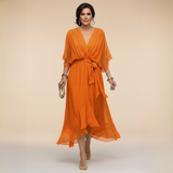 Aurevina | Eleganta V-veida maxi kleita ar plūstošu siluetu