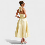 Effie | Teksturēta midi kleita ar V-veida kakla izgriezumu